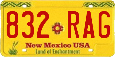 NM license plate 832RAG