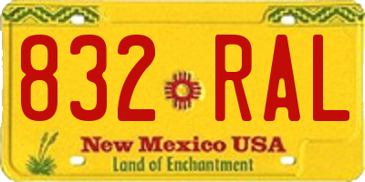 NM license plate 832RAL