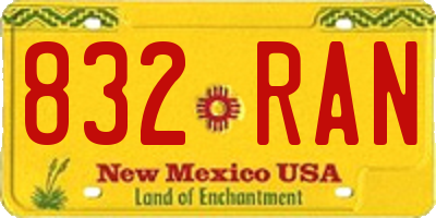 NM license plate 832RAN