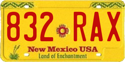 NM license plate 832RAX