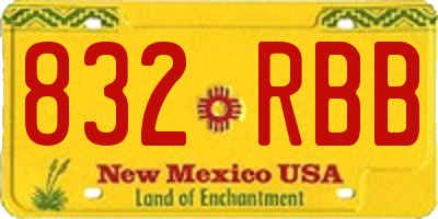 NM license plate 832RBB