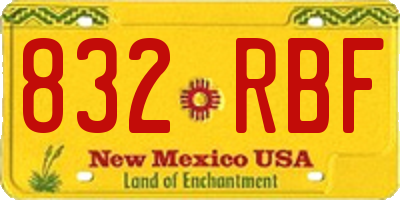 NM license plate 832RBF