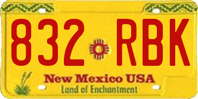 NM license plate 832RBK