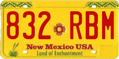 NM license plate 832RBM
