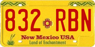 NM license plate 832RBN