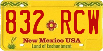 NM license plate 832RCW