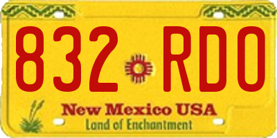 NM license plate 832RDO