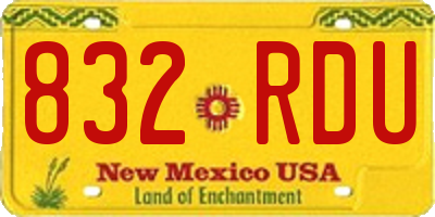 NM license plate 832RDU