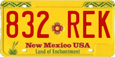 NM license plate 832REK