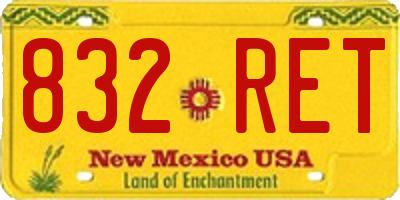 NM license plate 832RET