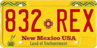 NM license plate 832REX