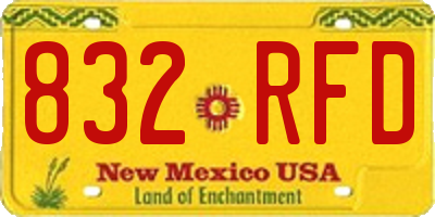 NM license plate 832RFD