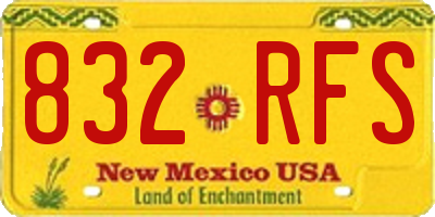 NM license plate 832RFS