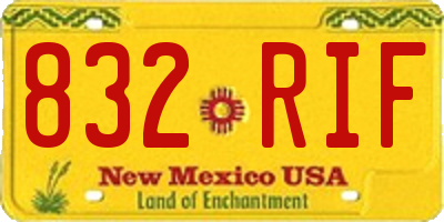 NM license plate 832RIF