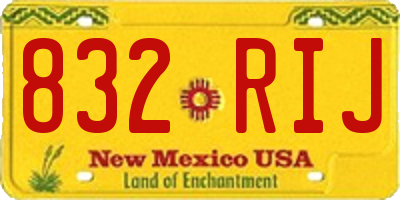 NM license plate 832RIJ