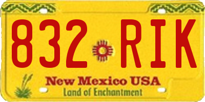 NM license plate 832RIK