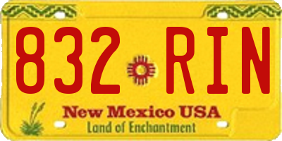NM license plate 832RIN