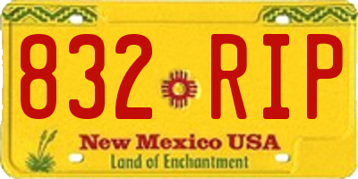 NM license plate 832RIP