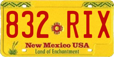 NM license plate 832RIX