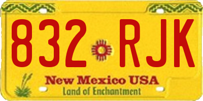 NM license plate 832RJK