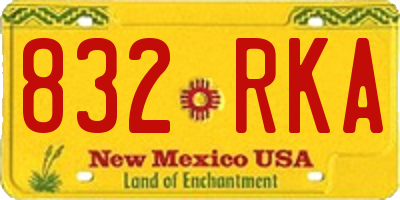 NM license plate 832RKA