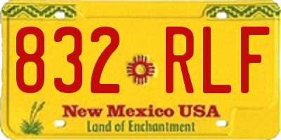 NM license plate 832RLF