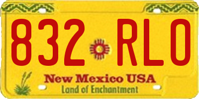 NM license plate 832RLO