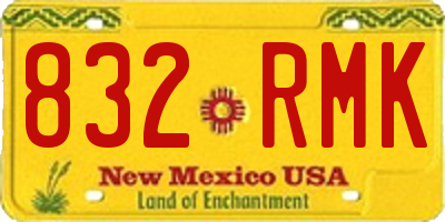 NM license plate 832RMK