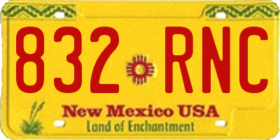 NM license plate 832RNC