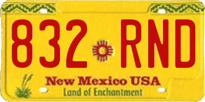 NM license plate 832RND