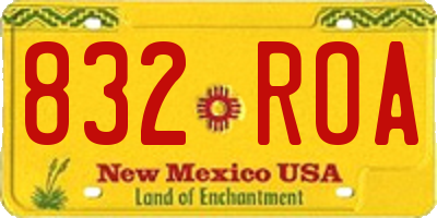 NM license plate 832ROA