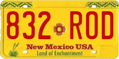 NM license plate 832ROD