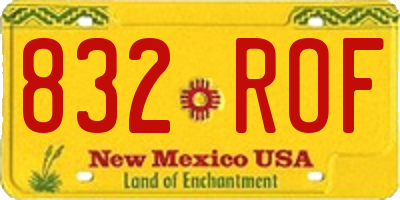 NM license plate 832ROF