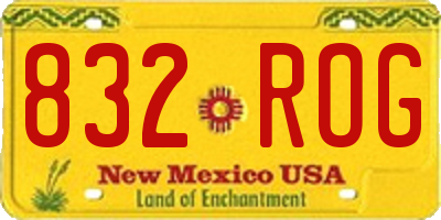 NM license plate 832ROG