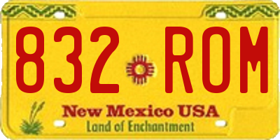 NM license plate 832ROM