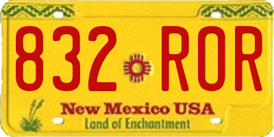 NM license plate 832ROR