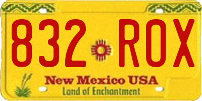 NM license plate 832ROX