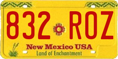 NM license plate 832ROZ