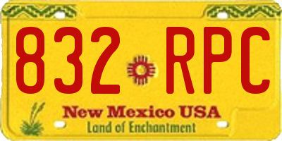 NM license plate 832RPC