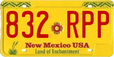 NM license plate 832RPP
