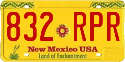 NM license plate 832RPR