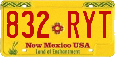 NM license plate 832RYT