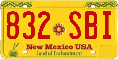 NM license plate 832SBI