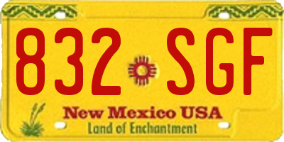 NM license plate 832SGF
