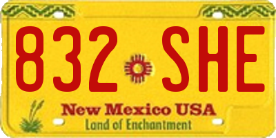 NM license plate 832SHE