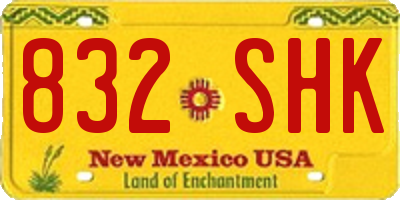 NM license plate 832SHK