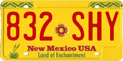 NM license plate 832SHY