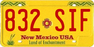 NM license plate 832SIF