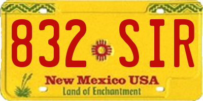 NM license plate 832SIR