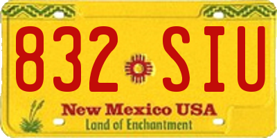 NM license plate 832SIU